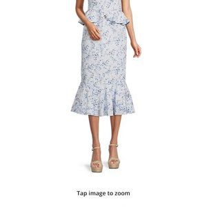 Antonio Melani x Born on Fifth Pippa Blue Floral Print Fit and Flare Peplum Dres
